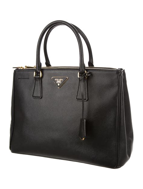 Prada Black Saffiano Lux Leather Double Handle Small Tote Bag 